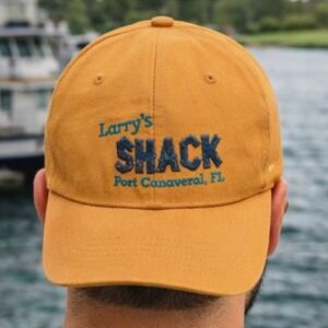 Larrys Shack Port Canaveral Orange Embroidered Cap Unisex Adjustable Hat